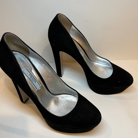 Prada Black Suede Platform Stiletto - Picture 1 of 5